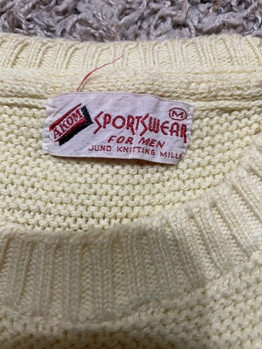 Vintage 40s 50s Akom Sportswear Short Sleeve Knit Sweater Juno Knitting Mills M - Picture 3 of 11