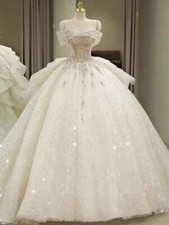 Princess Off the Shoulder Wedding Dresses Lace beaded sequin Dress bridal gowns