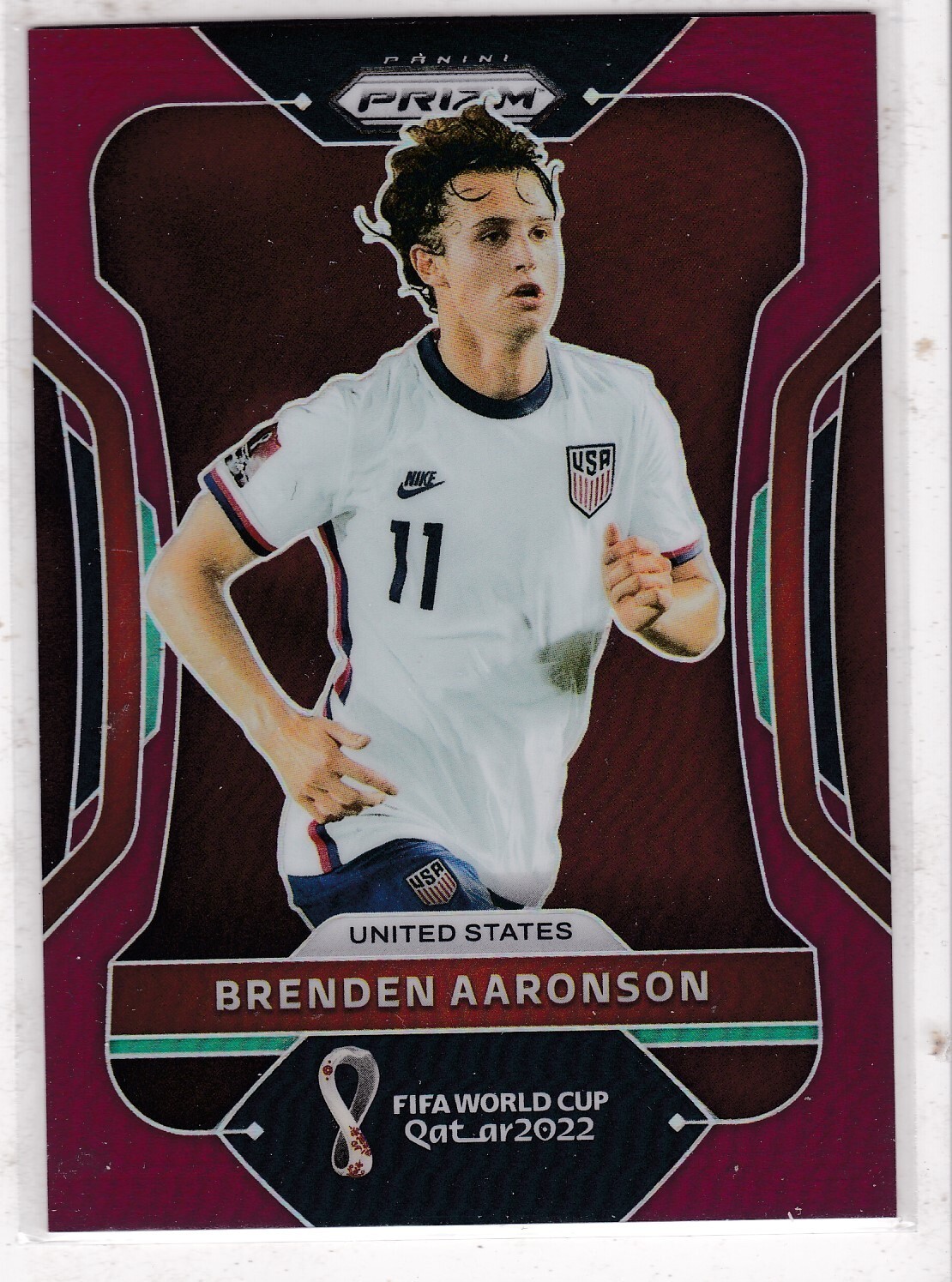 2022 Panini World Cup Prizm #200 Brenden Aaronson Maroon Prizm 18/22 USA