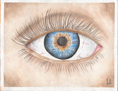 FRIDA Mexican Watercolor Painting THE EYE IS WATCHING