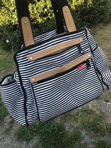 skip hop black and white striped diaper bag