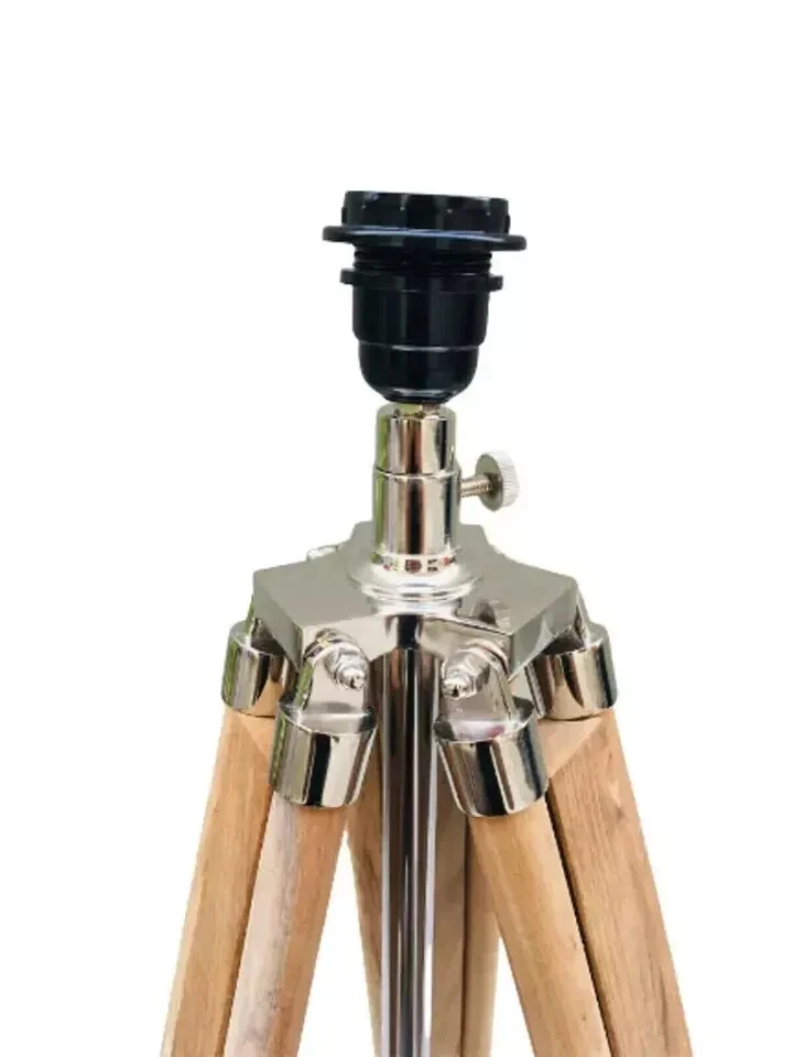 Nautical Teak Wood Adjustable Tripod Vintage Floor Stand Antique Style Tripod - Image 3 of 4