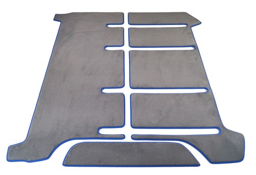 Gastraum-matte passend für VW T4 Multivan Schiene 2tlg Hochflorvelours GRAU/Blau - Bild 5 von 14