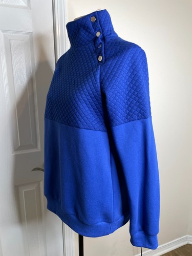 BTFBM Womens Snap Front Pullover Sweatshirt Size Medium Blue New - Picture 3 of 9