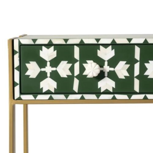 Bone Inlay Console Table, Desk Table 3 Drawers Living Room Home Décor Furniture - Picture 13 of 19