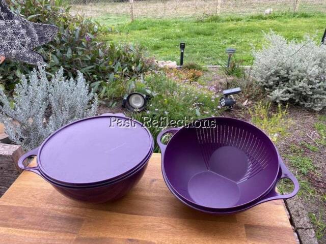 TUPPERWARE THATSA THATS A 4.5L BOWL & COLANDER / SIEVE PLUM PURPLE TUPPERWARE THATSA THATS A 4.5L BOWL & COLANDER / SIEVE PLUM PURPLE