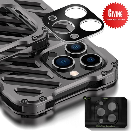For iPhone16 Pro Max 15 14 13 12 Shockproof Cool Armor Aluminum Alloy Case Cover - 第 3/14 張圖片