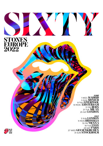 2022 THE ROLLING STONES SIXTY EUROPE UK TOUR REPRO ADVERT A4 MINI POSTER - Picture 1 of 1
