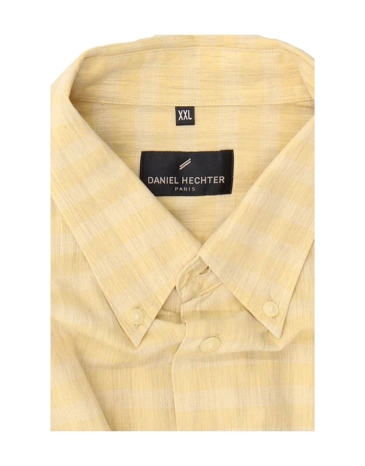 DANIEL HECHTER Mens Short Sleeve Shirt 2XL Yellow Striped Cotton BH18 - Image 3 of 3