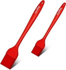 Silicone basting brush-2pcs heat resistant, dishwasher safe (Red)
