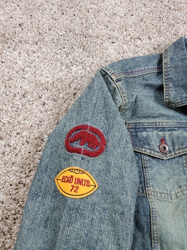 Vintage Ecko Unltd Denim Jacket XL Boys Trucker Stitched Button Up Y2K - Picture 3 of 10