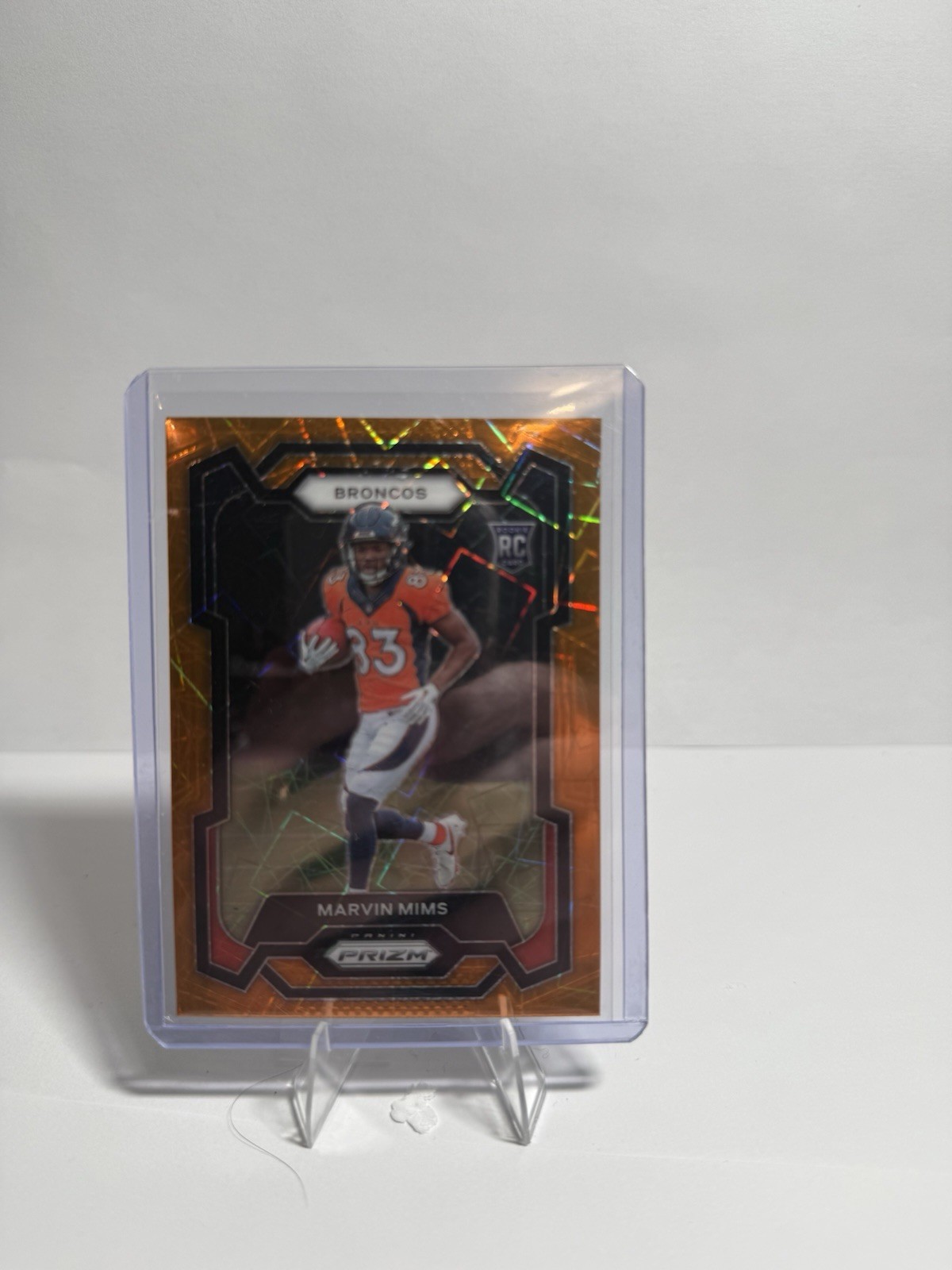 2023 Prizm Marvin Mims Rookie Orange Lazer Prizm RC #327 Denver Broncos