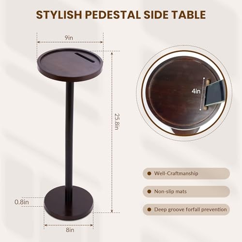 GENMOUS Small Round Side Table, Drink Table for Small Spaces, End Table with - Picture 3 of 8