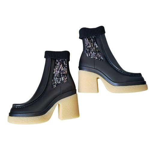 Chloe Jamie Black Leather Platform Chelsea Sock Boots Blake Lively Lily Bloom 38 - Picture 11 of 14