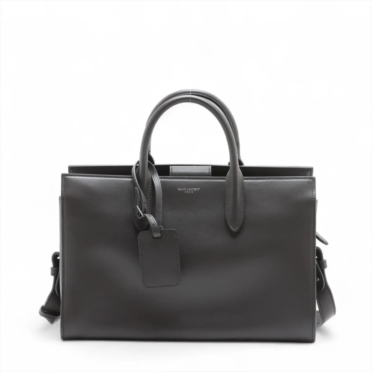 Borsa a mano Saint Laurent Paris Jeanne in pelle a 2 vie grigio 504924