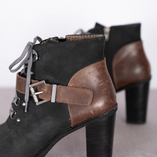Nicole Women's Sylvie Leather Ankle Boot Size 11M Buckle Lace-Up Zip Grunge Goth - Picture 6 of 10