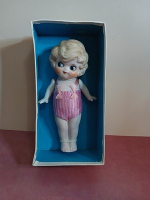 Antique Bisque Kewpie/Flapper Bathing Beauty Doll with Original Box & Clothes
