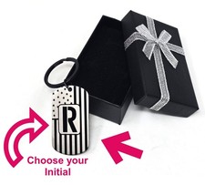 Personalized Initial Keychain Christmas Gift For Him Her Dog Tag Stainless Steel