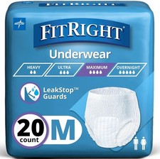 FitRight Super Protective Incontinence Underwear, Maximum Absorbency, Medium, 28