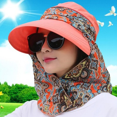 Women Foldable Anti-UV  Sun Hat Face Protection Hats Wide Big Brim Sum-yy