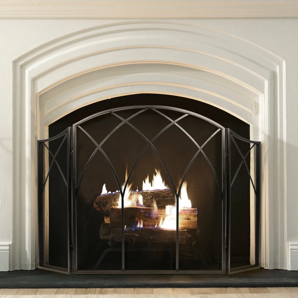 Pleasant Hearth Gothic   Steel Fireplace Screen - Image 3 of 4