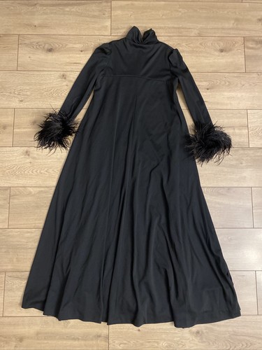 Romantica by Victor Costa Kleid Maxi schwarz 60er-70er Vintage Federbündchen - Bild 6 von 12