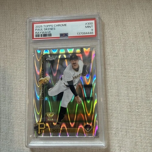 2025 Topps Chrome Paul Skenes #300 RayWave Refractor PSA 9 Gold Cup Pirates