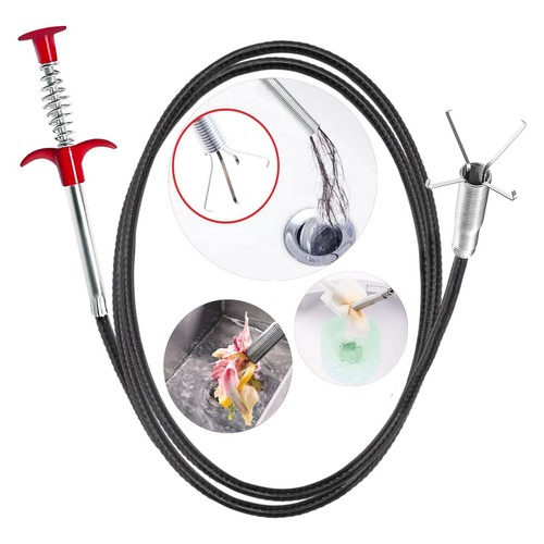 Drain Snake,61 inch Flexible Grabber Claw Pick Up Reacher Tool,Drain Clog Rem...