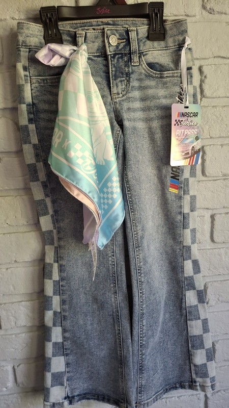 Justice Jeans NEW With Tags NASCAR Handkerchief Bell Bottoms Size 6