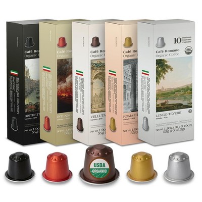 Organic USDA Café Romano Coffee Aluminum Espresso Pods For Nespresso Original...