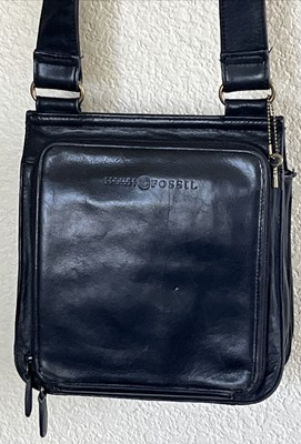 #ad #ad Fossil Black Genuine Leather Crossbody Purse Bag 75082 Key Charm Card Holders