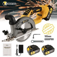 21V Cordless Circular Saw 165mm for Wood Tile 6900RPM with 2 Battery and Charger