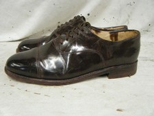 Mens British Army RAF Officers Brown Leather Parade Shoes Toe Cap Size 10 44 TK