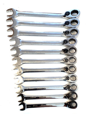 BLUE POINT by SNAP ON 11 Piece Metric Ratcheting Combination Wrench Set BOERM712