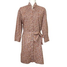 Burberry Madeline Floral Poplin Shirt Dress 8 Light Copper Quiet Luxury LS Belt
