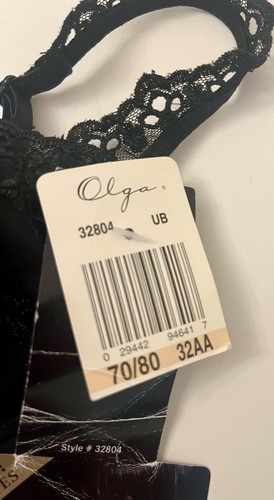 NWT 32AA “Olga Petites” Lightly Lined Lacy BRA Black - Picture 2 of 5