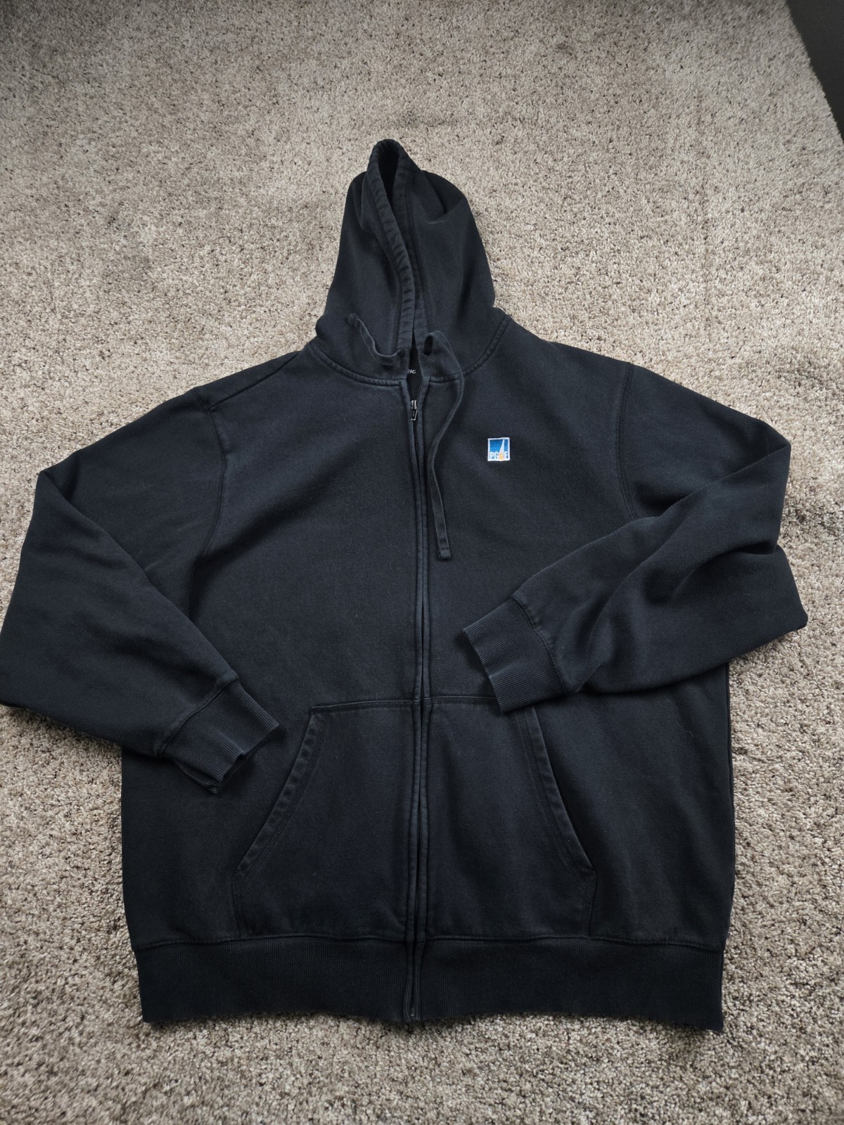 PG&E Hoodie Mens 2XL Black Full Zip Sweatshirt Chest Hooded Long Sleeve