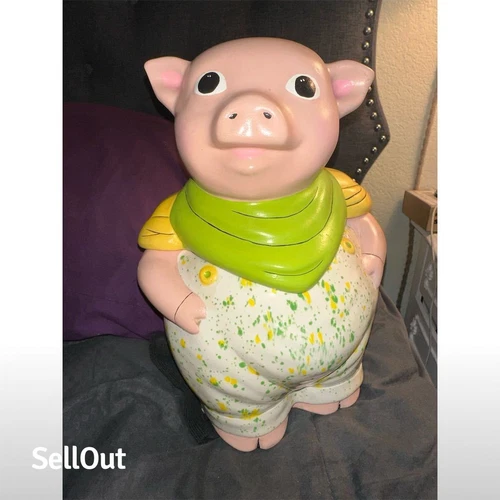 Vintage Shawnee Smiley Pig Cookie Jar & Piggy Bank 1940s Multicolor