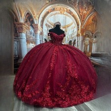 Appliques Quinceanera Dress Corset BallGown Off Shoulder Women Wear Tulle Custom