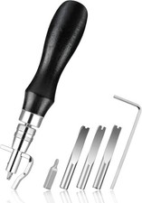 Leather Groover Tool Black , 7 in 1 Pro Adjustable Stitching Groover and Creasin