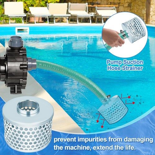 3” Pump Suction Hose Strainer, Round Hole Steel Basket Water 3 inch - Picture 6 of 7