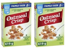 Oatmeal Crisp Maple Nut Breakfast Cereal, Family Size 619g 2 Pack 