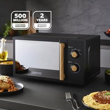 GEEPAS NordiQ 20L Solo Microwave Oven 700W Compact 5 Power Levels Timer Defrost