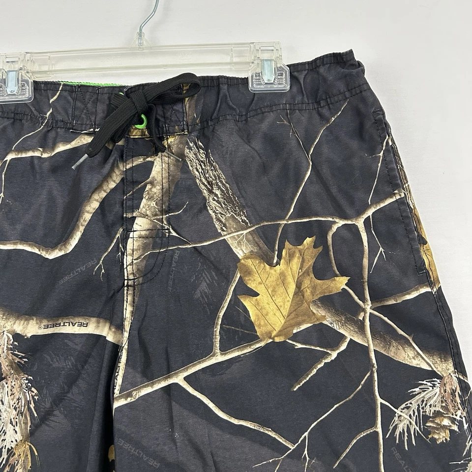 Realtree Mens Swim Shorts Size L Camouflage Leaves Branches Black and Brown - Imagem 3 de 4