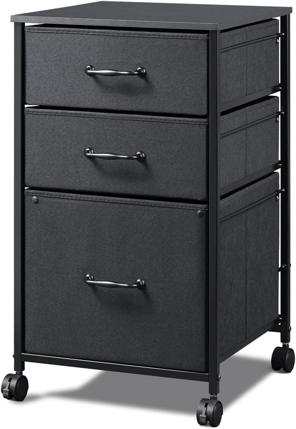 DEVAISE AHDG041HF Mobile File Cabinet 3 Drawers, Black