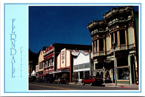 Ferndale Victorian Buildings Main Street Classic Cars California Postcard C253