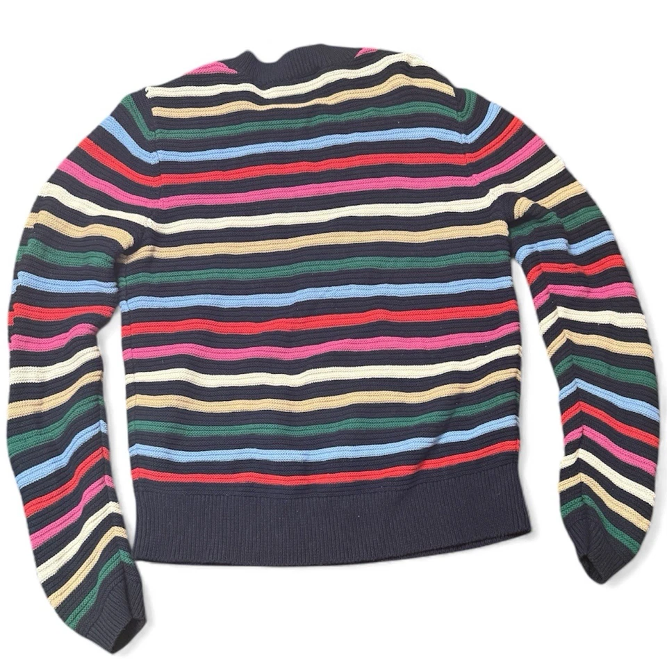 Suéter de punto a rayas para mujer Loft, rosa azul blanco verde mediano M Foto 2 de 4