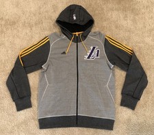 NEW adidas Los Angeles Lakers Pre Game Full Zip Hooded Jacket Gray - Large L 