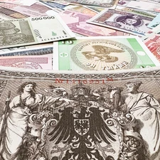 100+ Year Old Banknotes & Modern World Paper Money 53 Note Lot Set Currency Cash