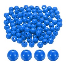 100pcs 16mm Deep Blue Round Wood Beads 4.3mm Large Hole for Jewelry Making